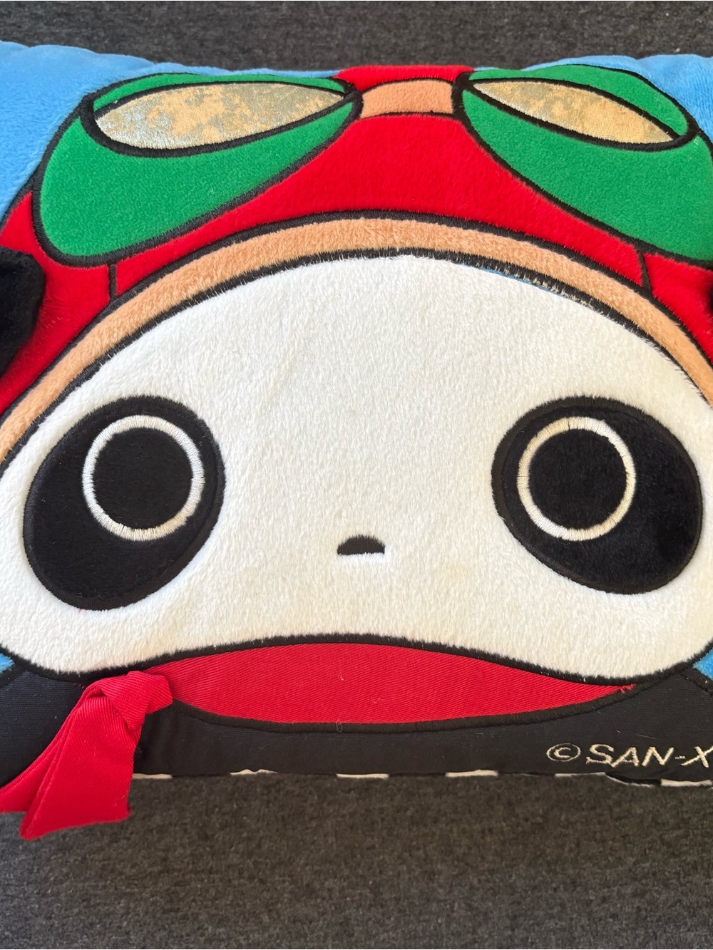 Vintage San-X Tarepanda Aviator Plush Cushion Pillow Checkered RARE Y2K